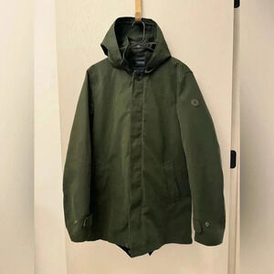 Vintage Forest Green Scotch & Soda Parka Jacket Removable Hood Hidden Buttons